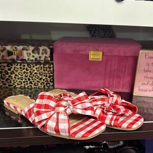 a new day Red Gingham Bow Sandals
